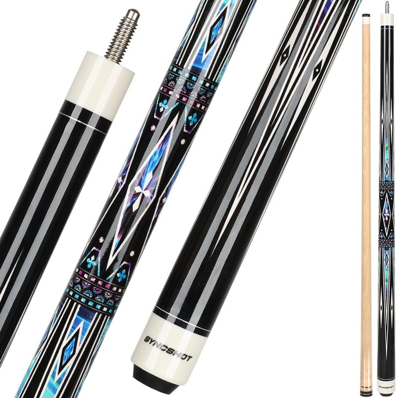 SYNCSHOT Store Pool Cues Set of 5 / 1, Pool Sticks for Adults 58 Inch 18 19 20 21Oz Maple Wood Billiards Cue Sticks, 5 Different Colors For Professional Billiard Players Bars Home Hall Table Sport - Image 1